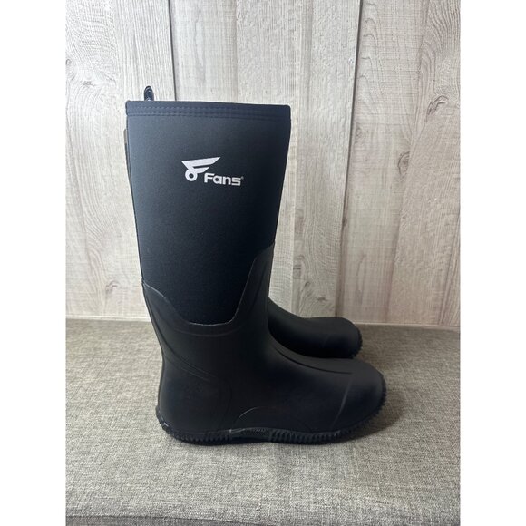 Fans Waterproof Farming Fishing & Hunting Boots Mens Size 13 Black Rubber Upper - Picture 2 of 7